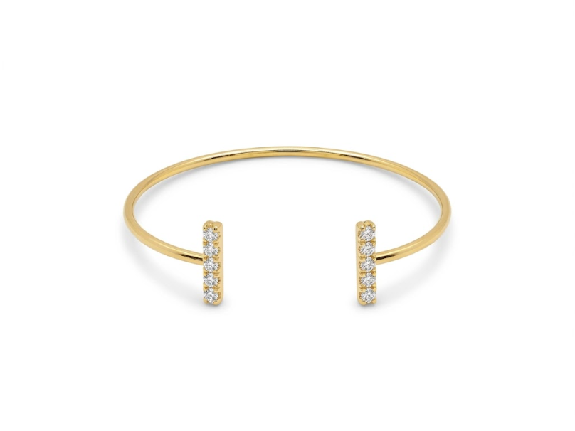 Bracelete Aberto com Ponteiras em Barras Cravejadas