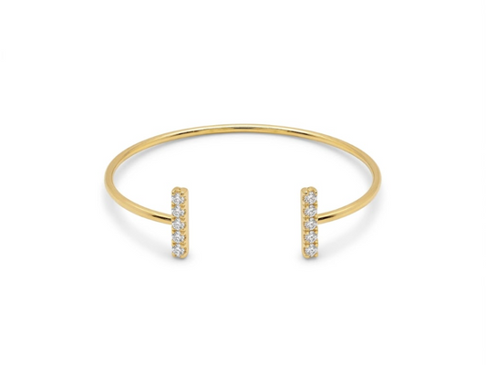 Bracelete Aberto com Ponteiras em Barras Cravejadas