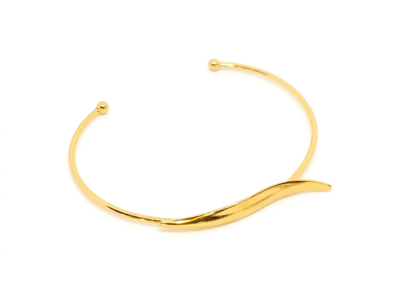 Bracelete Aberto com Design Orgânico Ondulado