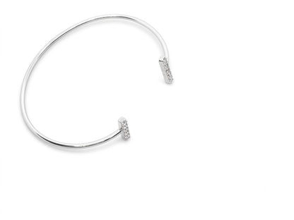 Bracelete Aberto com Ponteiras em Barras Cravejadas