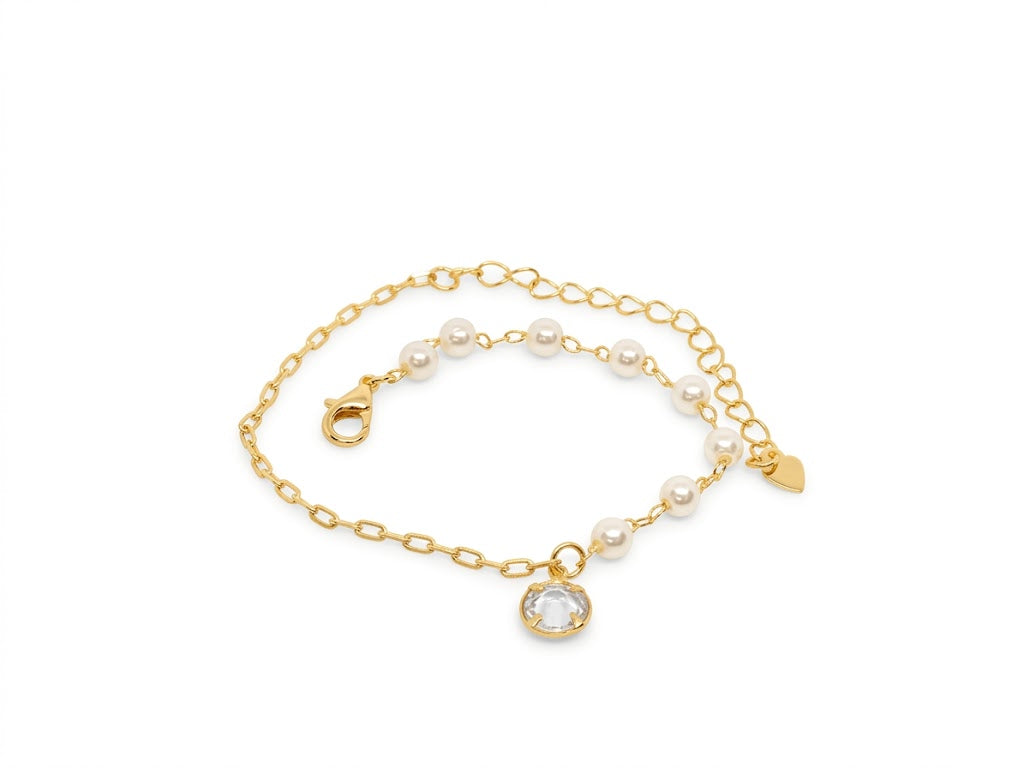 Pulseira com Pérolas Naturais e Ponto de Luz