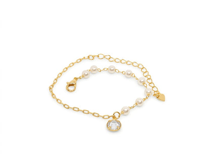 Pulseira com Pérolas Naturais e Ponto de Luz