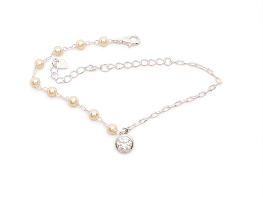 Pulseira com Pérolas Naturais e Ponto de Luz