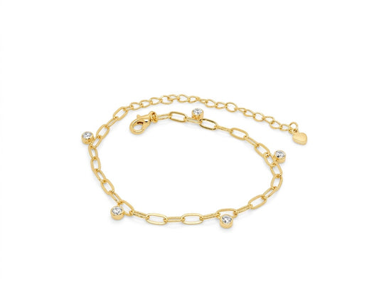 Pulseira com Corações Vazados e Pontos de Luz