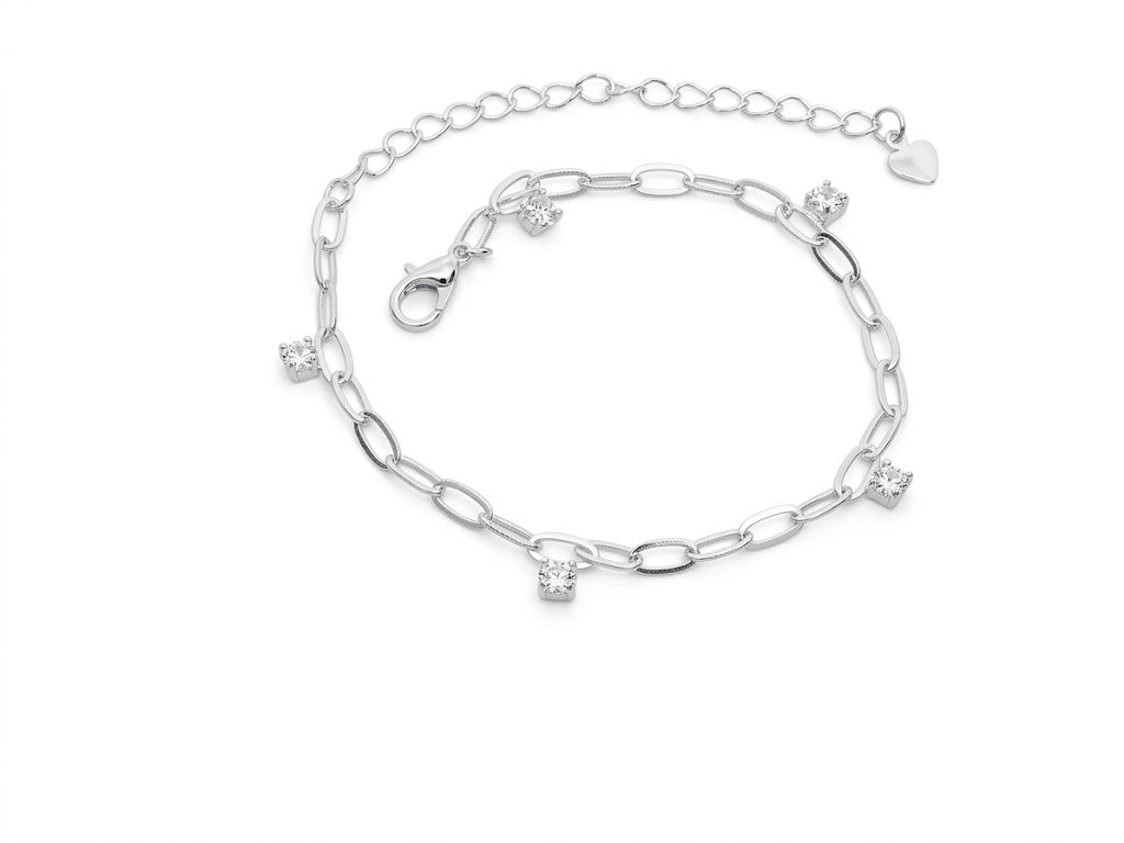 Pulseira com Corações Vazados e Pontos de Luz