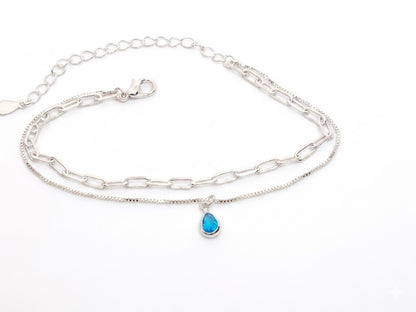 Pulseira Dupla Delicada com Pingente Gota em Bisel